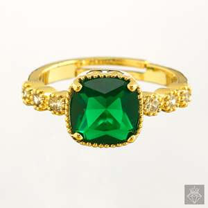 Emerald Embrace Anti-Tarnish Ring Fine Adjustable Size Jewelry - Product Image 4