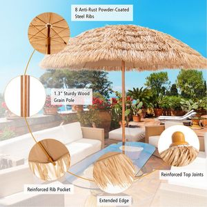Parasol de plage hawaïen Hula de 8 pieds, parasol de patio en chaume Tiki avec style! - Product Image 1