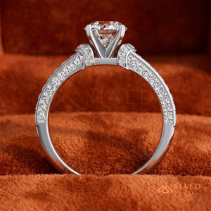 Round Cut Moissanite Engagement <b>Ring</b> 925 Silver <b>Split</b> Shank Pave Band Wedding <b>Ring</b> Diamond Look Jewelry - Product Image 3
