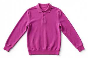 Suéter Magenta de Manga Larga para Hombre, Tejido de Felpa, Algodón y Elastano, Cuello con Botones, Casual, Transpirable, 220g, Jersey PADA PRIME - Product Image 3