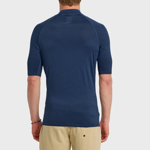 T-shirt de sport athlétique à manches trois quarts bleu marine pour homme, 100 % polyester, séchage rapide, pour la course et le fitness - Product Image 2