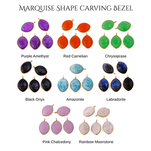 จี้รูปทรงมาร์ควิสทำมือจากพลอยลาบราโดไรต์ประกายระยิบระยับ ชุบทอง แฟชั่นทันสมัย ขายส่งจี้และชาร์ม - Product Image 3