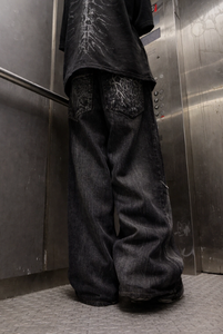 Jeans Anchos de Mezclilla con Bordado de Araña Estilo Gótico Y2K para Hombre y Mujer, Ropa Urbana, Jeans Punk Vintage - Product Image 4