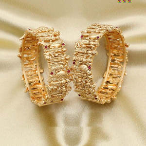 Juego de brazaletes finos de piedra Pota chapada en oro 10581174DP _ 2,8 - Product Image 1