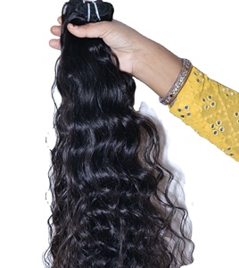 Venta al por mayor Cutícula alineada sin enredos Cabello humano indio natural Genius Trama ondulado Paquetes Onda profunda de un donante sin procesar - Product Image 1