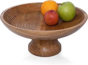 Frutero de Madera con Base de Pedestal, Decorativo, para Ensaladas de Mango, para la Encimera de la Cocina, Mesa de Comedor, Decoración Rústica - Product Image 3