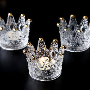 Bougeoir en verre transparent unique en forme de couronne pour la décoration de la maison indienne - Product Image 6