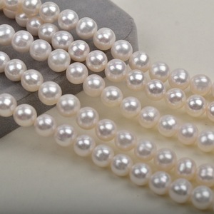 Perles d'eau douce naturelles de grande taille 9-10 mm, chaîne de perles, perles semi-finies pour la fabrication de bijoux DIY - Product Image 1