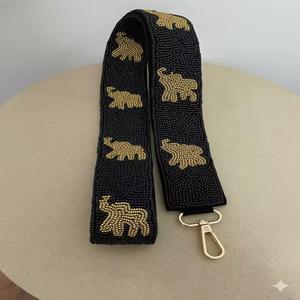 CRYSTAL CRAFT Handmade Embroidered Beaded Customized Color & Logo Durable Fashion <b>College</b> <b>Bag</b> Strap - Product Image 3