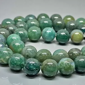 Cuentas de Ágata Musgosa Natural de 4mm, Redondas y Lisas, Grado AAA, para Fabricación de Joyería, Venta al Por Mayor - Product Image 5