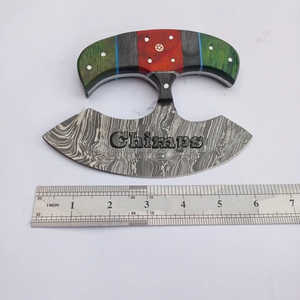 Hand Forged Damascus Steel Ulu Knife <b>Japanese</b> Chef Boning Knife Wooden Handle Custom Logo for Kitchen & Pizza Cutting - Product Image 3