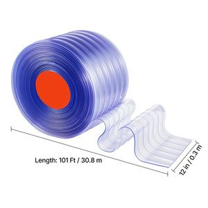 Tenda a Strisce in PVC Trasparente, Lunghezza 30,7 m x Larghezza 30,5 cm, Striscia in Plastica Nervata per Porte, Rotolo Grande per Congelatori e Garage, Migliorata - Product Image 4
