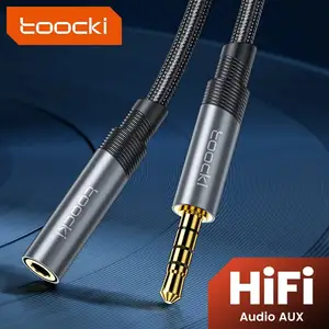 Toocki 3.5 kabel ekstensi Audio, kabel Jack 3.5mm Male ke Female, kabel Speaker Aux Audio mobil untuk iPhone headphone ekstensi Speaker
