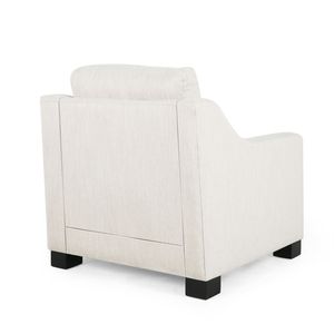 Poltrona Club Contemporanea in Tessuto Beige per Soggiorno, Imbottita e Confortevole - Product Image 4