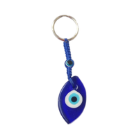 Porte-clés en verre bleu et fer, motif œil protecteur, fait main, formes variées, amulette, taille personnalisable, simple, 5 pièces/sac, idéal pour offrir