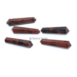 Lápiz terminado de doble punta de jaspe rojo natural de calidad estrella al por mayor para decoración y fabricación de joyas - Product Image 1