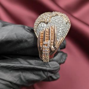 Luxury Hand <b>Pendant</b> With Round Diamond Micro Insert 18K <b>Solid</b> <b>Gold</b> Rose <b>Gold</b> Plated Unisex Everyday Wear - Product Image 2