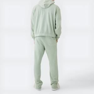 Ensemble de survêtement homme délavé à l'acide de qualité supérieure, en tissu respirant, pour le sport et le jogging, avec sweat à capuche zippé et pantalon, grandes tailles, streetwear, vente en gros OEM - Product Image 2