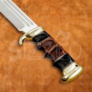 Couteau de chasse Bowie de combat style Crocodile Dundee personnalisé, lame fixe en acier D2, manche en cuir et corne de taureau, cadeau de collection pour l'extérieur - Product Image 5