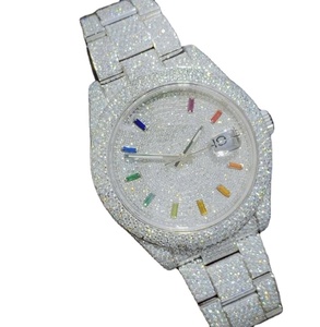 Haut de gamme riche Design luxe or VVS Moissanite classique mode Simple en acier inoxydable hommes montre à Quartz étanche diamant glacé - Product Image 1