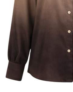 Camisa de Manga Larga para Mujer, Color Caqui a Marrón Oscuro Degradado, Blusa Casual de Oficina, Fabricante, Ropa Personalizada OEM - Product Image 6