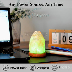 Natural Himalayan <b>Mini</b> Salt Lamp Carved Modern Design Calming Glow Home Decor <b>Table</b> Lamp - Product Image 2