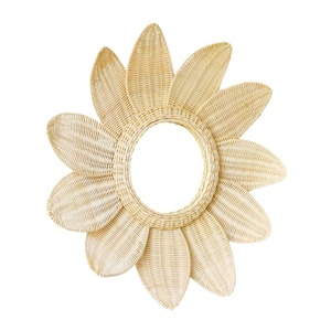 Miroir mural en osier tressé à la main motif marguerite pour chambre d'enfant, décoration florale murale, meilleure qualité, prix abordable, direct usine - Product Image 1