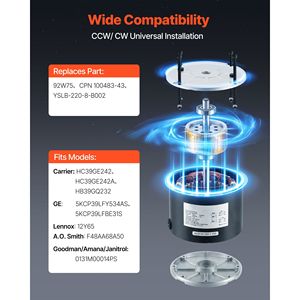 Condensatore per Motore Ventilatore HVAC 1/4HP 825RPM 208/230V Compatibile GE Genteq 5KCP39LFBE31S Lennox 12Y65 - Product Image 6