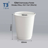 Gobelet en carton double paroi jetable 12oz, le plus vendu en Malaisie, pour boissons chaudes, eau minérale, restauration, café, stand alimentaire, événements, support OEM