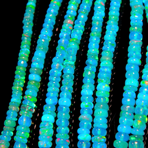 Perles d'opale bleue Paraïba naturelle 3-4,5 mm 16 pouces, perles rondes lisses pour la création de bijoux - Product Image 3