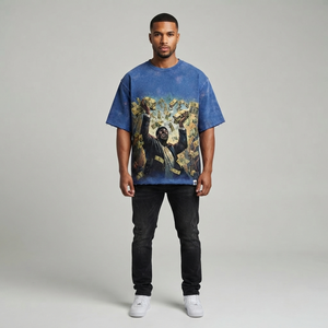 Camiseta personalizada de cuello redondo, color azul, 100% algodón, tela suave de secado rápido, estilo moderno, manga corta, unisex. - Product Image 4