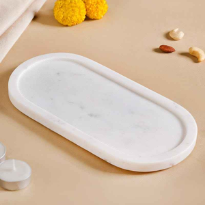 White Resin Oval Shape Decorative Serving <b>Platters</b> Flatware Resin Food Serving Tray Candy Plate Resin Dinnerware Serving Trays - Product Image 2
