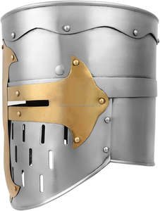 เหล็กอัศวินเทมพลาร์หมวกกันน็อค Crusader เงิน Swagger วิญญาณยุคกลางกรีกโรมันเกราะสวมใส่ได้สําหรับผู้ใหญ่ - Product Image 3