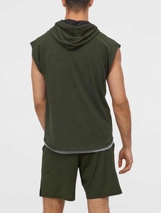 Latest Fashion Men Sleeveless Hooded Short Set Sports <b>Muscle</b> Fit Gym Tracksuit Breathable Cotton Training <b>Suit</b> Streetwear Summer - Product Image 6