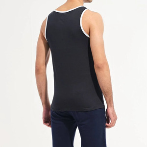 <b>Men's</b> Black <b>White</b> Color Blocked Sleeveless Tank Top O-Neck Breathable Cotton Casual Summer Wear Regular Fit Pullover Outerwear - Product Image 3