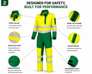 Overol de Seguridad de Alta Visibilidad, Ropa de Trabajo Reflectante, Overol de Alta Visibilidad para Hombre, Overol Protector Duradero, Uniforme de Trabajo Industrial Largo - Product Image 2