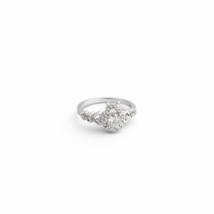 Namivaa 925 Sterling Silver Round Brilliant Diamond Halo <b>Cocktail</b> <b>Ring</b> Vintage Filigree Design for Women Wedding Party Gift - Product Image 1