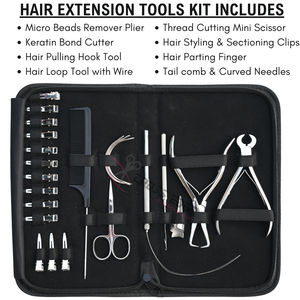 Kit de Herramientas para Extensiones de Cabello Plateadas con Pinza para Remover Queratina, Removedor de Micro Anillos, Enhebrador de Lazos para Cabello, Mini Tijeras y Clips de Estilizado - Product Image 2