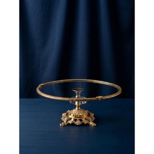 Round Glass <b>Cake</b> <b>Stand</b> with Ornate Base Handmade for Elegant Dessert Serving - Product Image 2