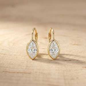 IGI Certified Marquise Shape Lab Grown Diamond Halo <b>Drop</b> Earring 2CT Per Pair 10K 14K 18K Solid Gold Color E VVS Fine Ear Rings - Product Image 1