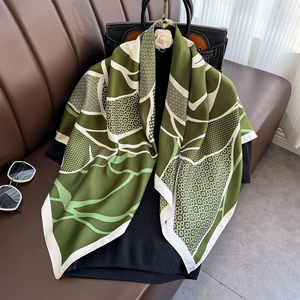 Foulard carré en satin de soie pour femme, 90x90cm, printemps-été, écharpe de plage, bandana, bandeau pour cheveux - Product Image 1