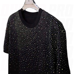 T-shirt surdimensionné personnalisé avec strass dégradés sur le devant, unisexe, effet scintillant, en gros, 100 % coton jersey, streetwear premium - Product Image 4