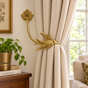 Premium Gold <b>Metal</b> Bird and Flower <b>Curtain</b> <b>Tieback</b> for Luxury Living Room Bedroom Hotel Window Decor Wholesale Supplier - Product Image 2