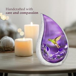 Elegant Aluminum Tear Drop Cremation Urn <b>Memorial</b> Ash Holder Featuring Decorative Secure Lid And Polished Finish Design - Product Image 4