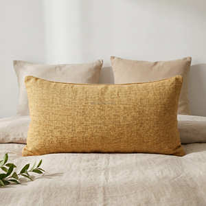 Housse de coussin lombaire longue en coton décoratif terracotta, texture texturée, pour canapé ou banc, décoration moderne style ferme - Product Image 2