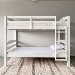 Lit superposé blanc minimaliste personnalisable, meubles de chambre à coucher en bois sur mesure pour enfants - Product Image 6