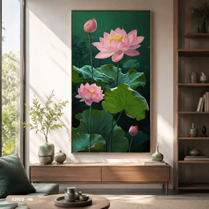 Peinture sur soie de fleurs de lotus peintes à la main HALO de qualité supérieure, art mural de paysage naturel, artisanat de décoration intérieure en provenance du Vietnam - Product Image 2