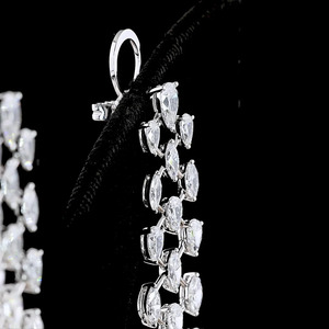 Trendy Pear Marquise Emerald Cut Lab Grown Diamond Long Dangle <b>Earrings</b> 10K 14K 18K Gold 925 935 <b>Silver</b> for Party <b>Wedding</b> Gift - Product Image 2