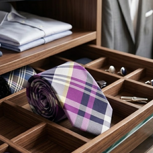 เนคไทลายสก็อตสีม่วงทำจากโพลีเอสเตอร์ |   เนคไททอแบบพรีเมียม เครื่องประดับทางการที่หรูหรา |   ของขวัญงานแต่งงานสำหรับธุรกิจ ดีไซน์คลาสสิกมีสไตล์ - Product Image 3