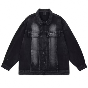 Men's Black Washed Denim <b>Trucker</b> <b>Jacket</b> Button Closure Long Sleeve Regular Fit Casual Jean <b>Jacket</b> for Spring and Autumn - Product Image 2